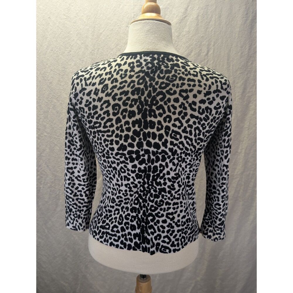 White House Black Market leopard lace 3/4 sleeve cardigan SZ M - Picture 6 of 10